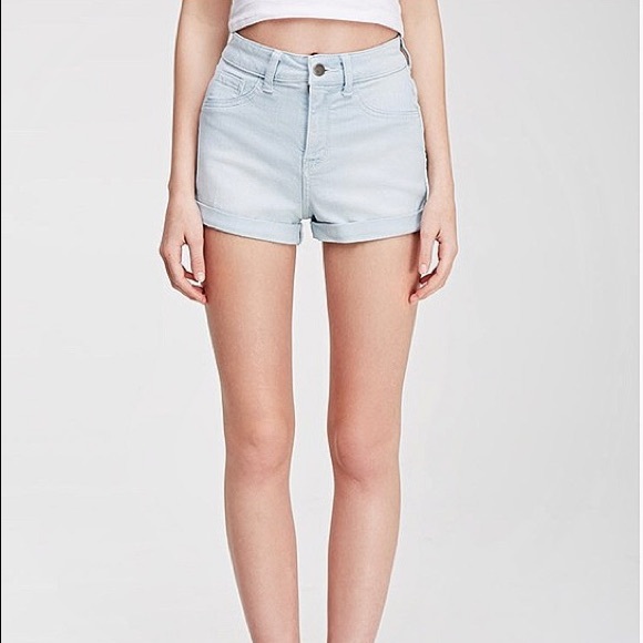 Light Wash High Waisted Jean Shorts - Picture 2 of 8